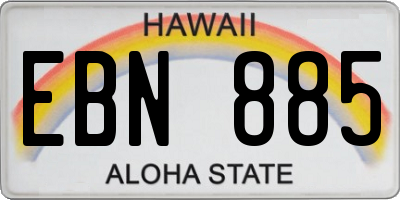 HI license plate EBN885