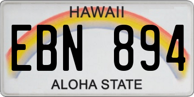 HI license plate EBN894