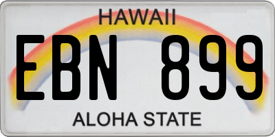 HI license plate EBN899