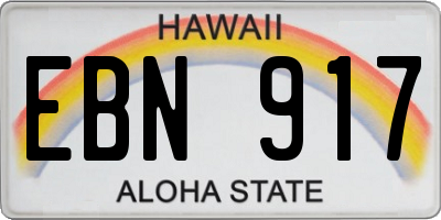 HI license plate EBN917
