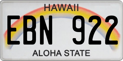 HI license plate EBN922