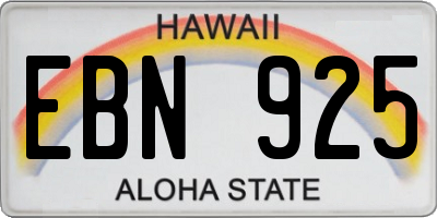 HI license plate EBN925