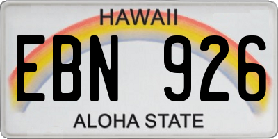 HI license plate EBN926