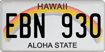 HI license plate EBN930