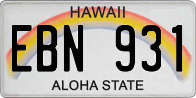 HI license plate EBN931