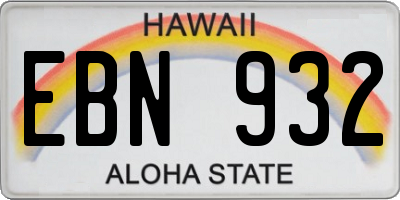 HI license plate EBN932