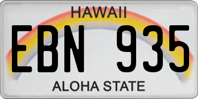 HI license plate EBN935