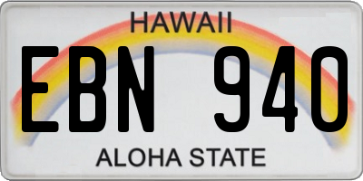 HI license plate EBN940