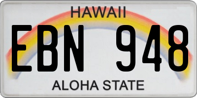 HI license plate EBN948