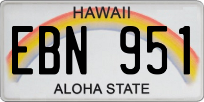 HI license plate EBN951