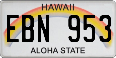 HI license plate EBN953