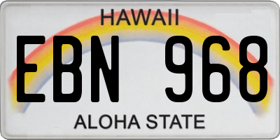 HI license plate EBN968