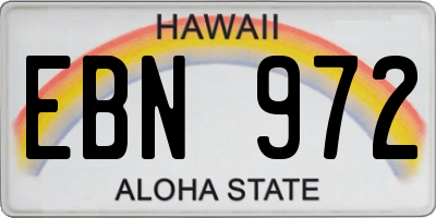HI license plate EBN972