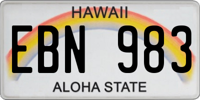 HI license plate EBN983