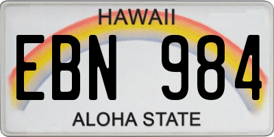 HI license plate EBN984