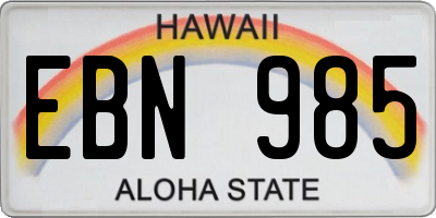 HI license plate EBN985