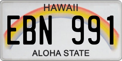 HI license plate EBN991