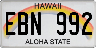 HI license plate EBN992