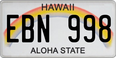 HI license plate EBN998