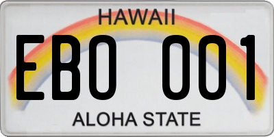 HI license plate EBO001