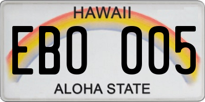 HI license plate EBO005