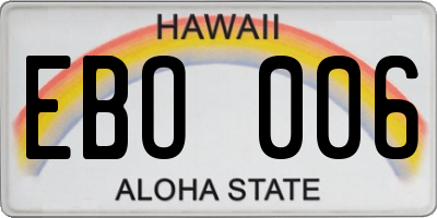 HI license plate EBO006