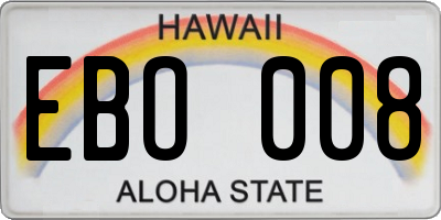 HI license plate EBO008