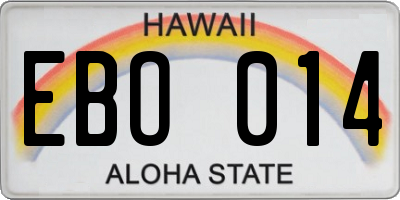HI license plate EBO014
