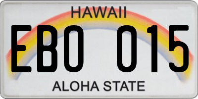 HI license plate EBO015