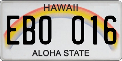 HI license plate EBO016