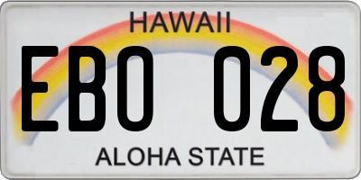 HI license plate EBO028