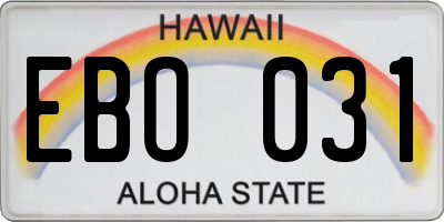 HI license plate EBO031