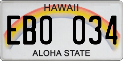 HI license plate EBO034