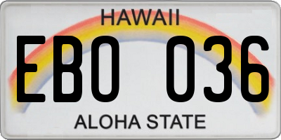 HI license plate EBO036