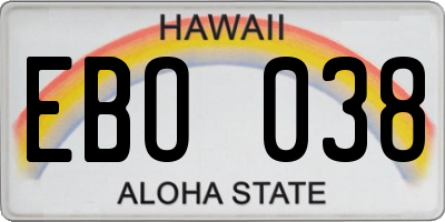 HI license plate EBO038