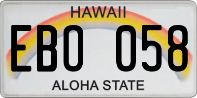 HI license plate EBO058