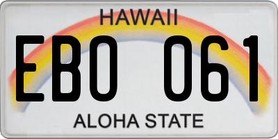 HI license plate EBO061