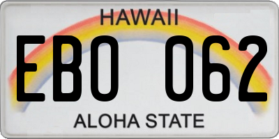 HI license plate EBO062
