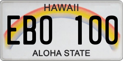 HI license plate EBO100