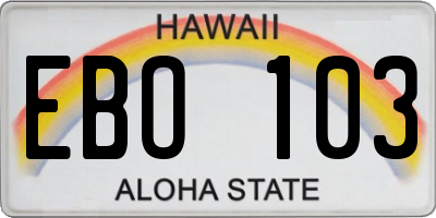 HI license plate EBO103