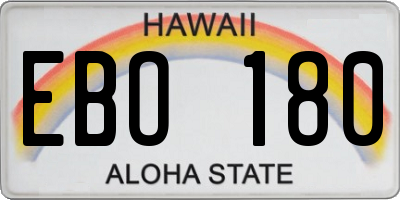 HI license plate EBO180