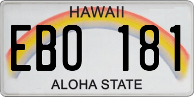 HI license plate EBO181