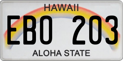 HI license plate EBO203