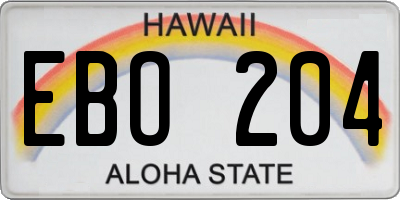 HI license plate EBO204