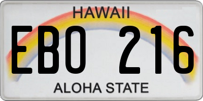 HI license plate EBO216