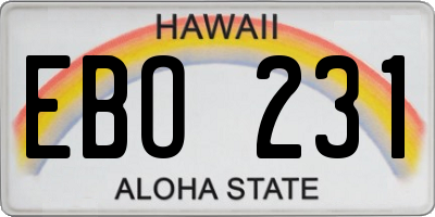 HI license plate EBO231