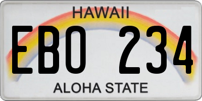 HI license plate EBO234
