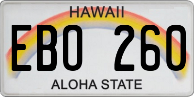 HI license plate EBO260