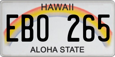 HI license plate EBO265