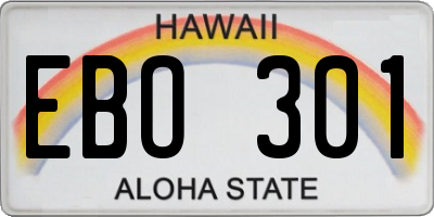 HI license plate EBO301
